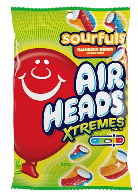 Airheads Xtremes Sourfuls Rainbow Berry Candy Peg Bag 3.8oz (BEST BY: SEP 25)