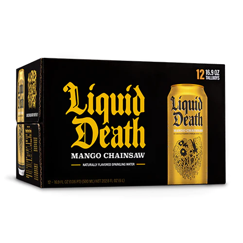 Liquid Death Mango Chainsaw 12 Pack / 16.9oz cans