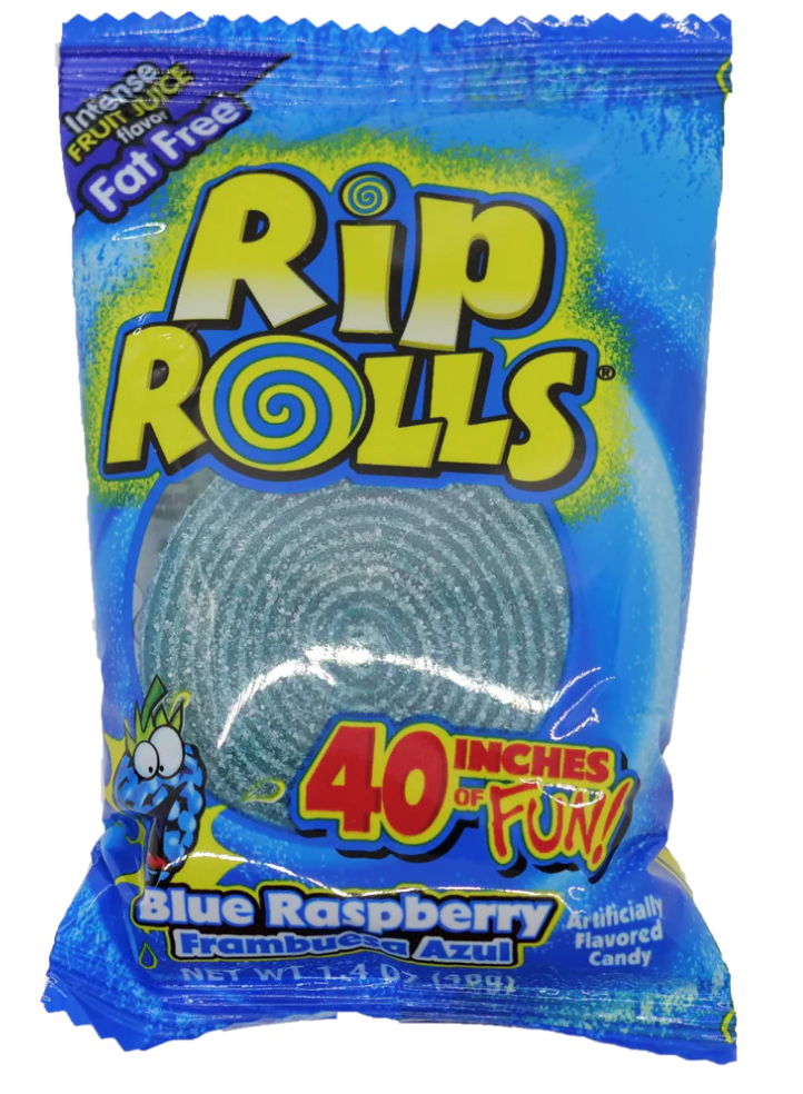 Rip Rolls Blue Raspberry Candy 1.4oz