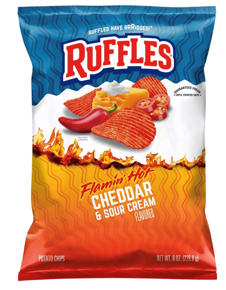 Ruffles Flamin' Hot Cheddar & Sour Cream 8oz (BEST BY: 12AUG25)