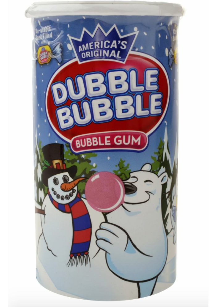 Dubble Bubble Christmas Gumball Resuable Bank 3.5oz