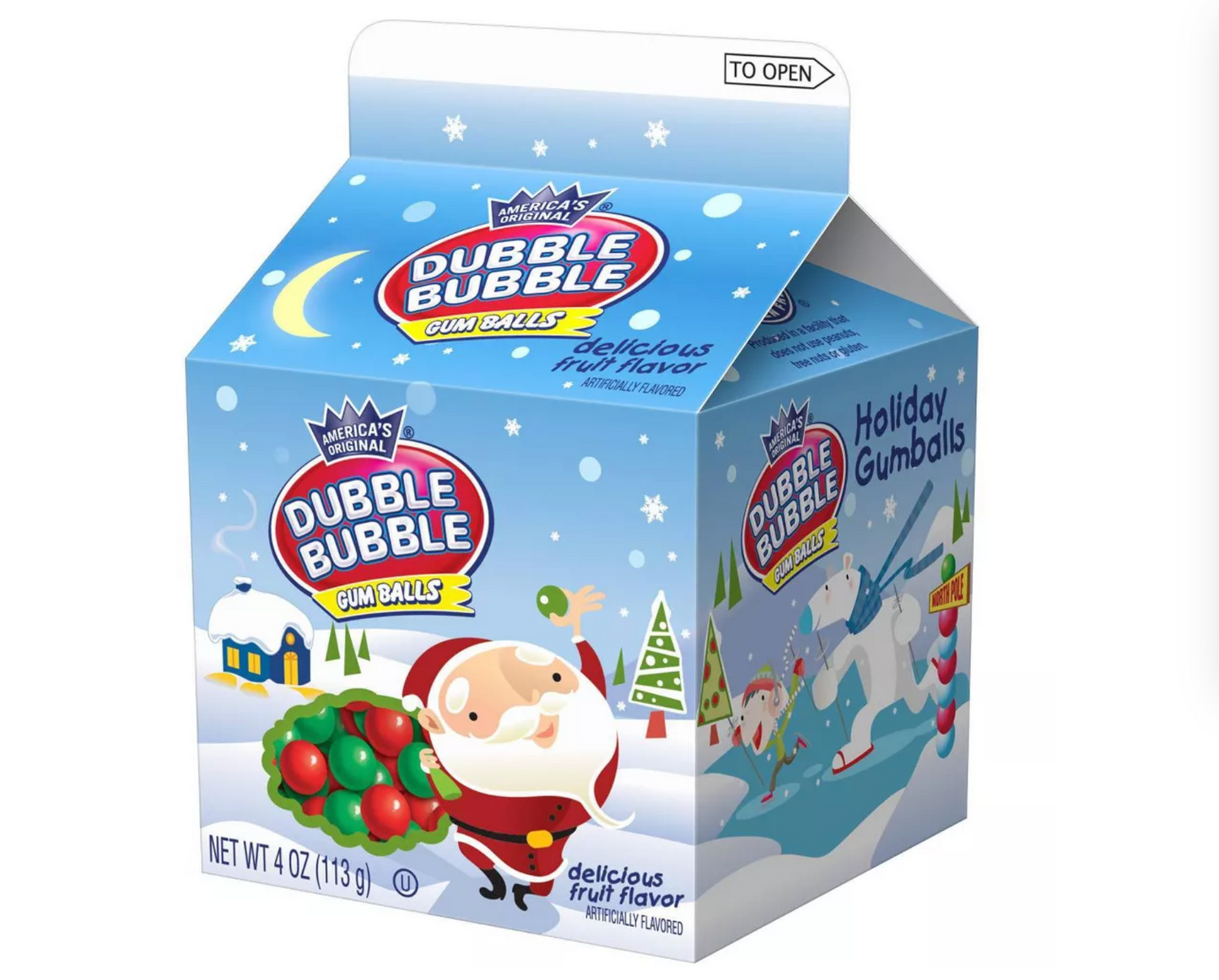 Dubble Bubble Christmas Gumball Milk Carton 4oz