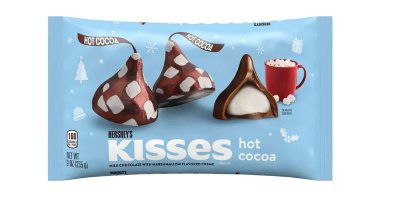 Hershey's Xmas Kisses Hot Cocoa Milk Chocolate with Marshmallow Flavored Creme Candy 7oz