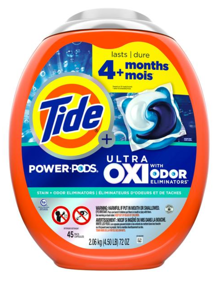 Tide Liquid Power Pods Ultra OXI with Odor Eliminators 45ct