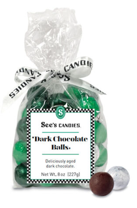 See's Candies Dark Chocolate Xmas Balls Bag 8oz
