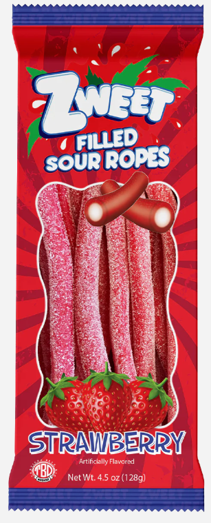 Zweet Filled Sour Ropes Strawberry 4.5oz