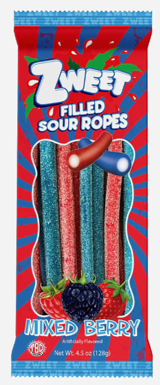 Zweet Filled Sour Ropes Mixed Berry 4.5oz