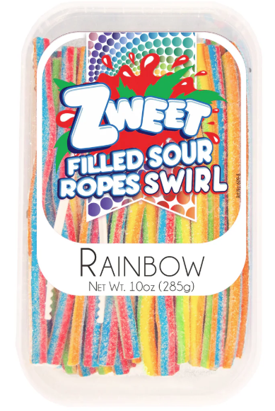 Zweet Filled Sour Ropes Swirl Rainbow 10oz