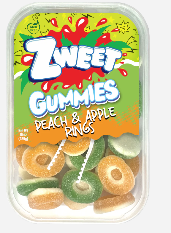 Zweet Gummies Peach and Apple Rings 10oz