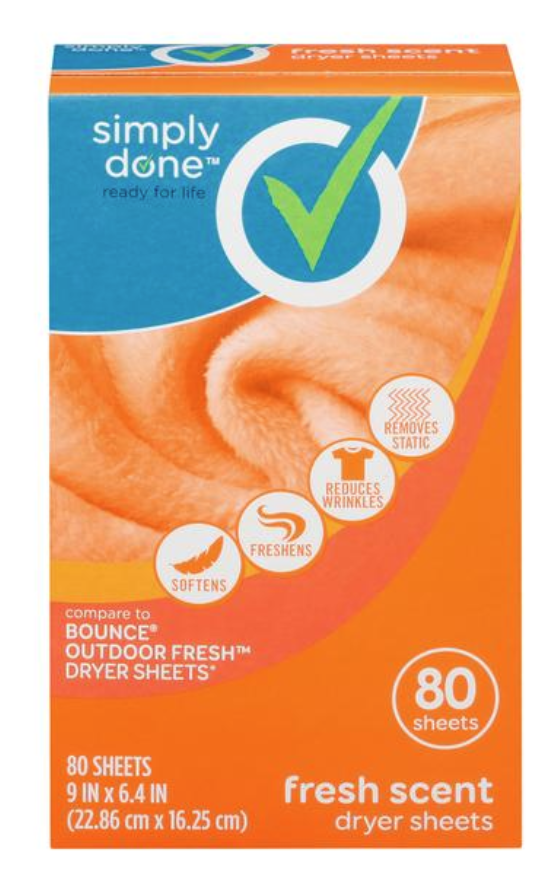 Simply Done Fabric Softener Sheets Fresh Scent 80ct