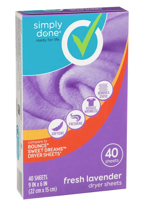 Simply Done Fabric Softener Sheets Fresh Lavender Scented 40ct