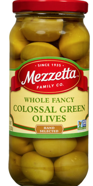 Mezzetta Whole Fancy Colossal Green Olives 10oz (BEST BY: MAR 25