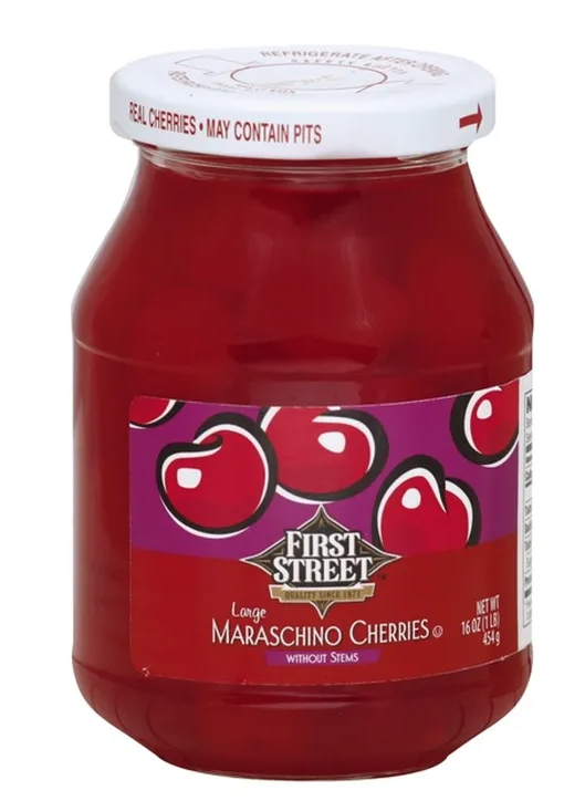 First Street Maraschino Cherries Without Stem 16oz
