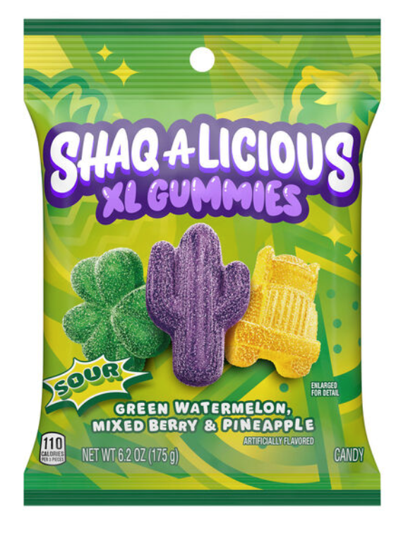SHAQ-A-LICIOUS XL Gummies Sour Chewy Candy Bag 6.2oz