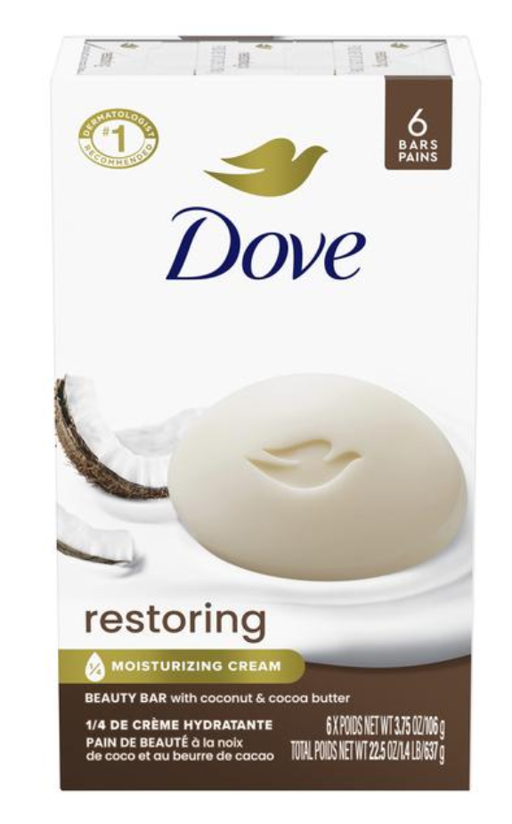 Dove Beauty Restoring Coconut & Cocoa Butter Beauty Bar Soap 6pk