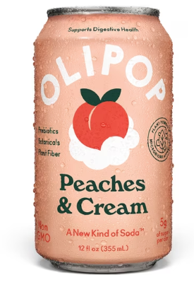 Olipop Prebiotic Soda Peaches & Cream Can 12oz