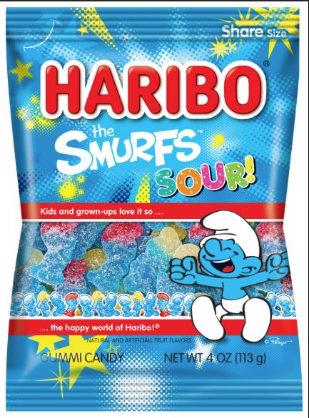 Haribo The Smurfs Sour Gummi Candy 4oz