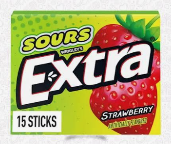 Extra Sours Strawberry Gum 15 Sticks