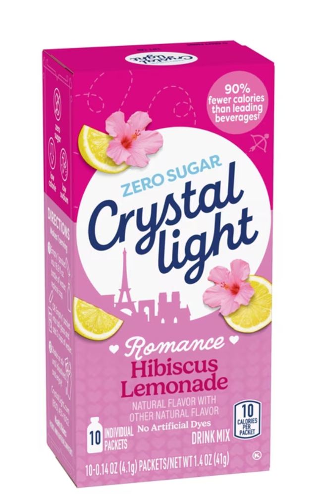Crystal Light Zero Sugar Romance Hibiscus Lemonade Drink Mix Pack 10 Pack