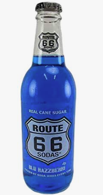 Route 66 Blue Razzberri Soda 12oz lass Bottle