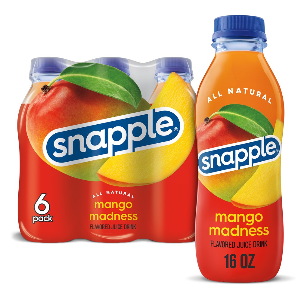 Snapple Mango Madness Juice 6 Pack / Plastic Bottles 16oz