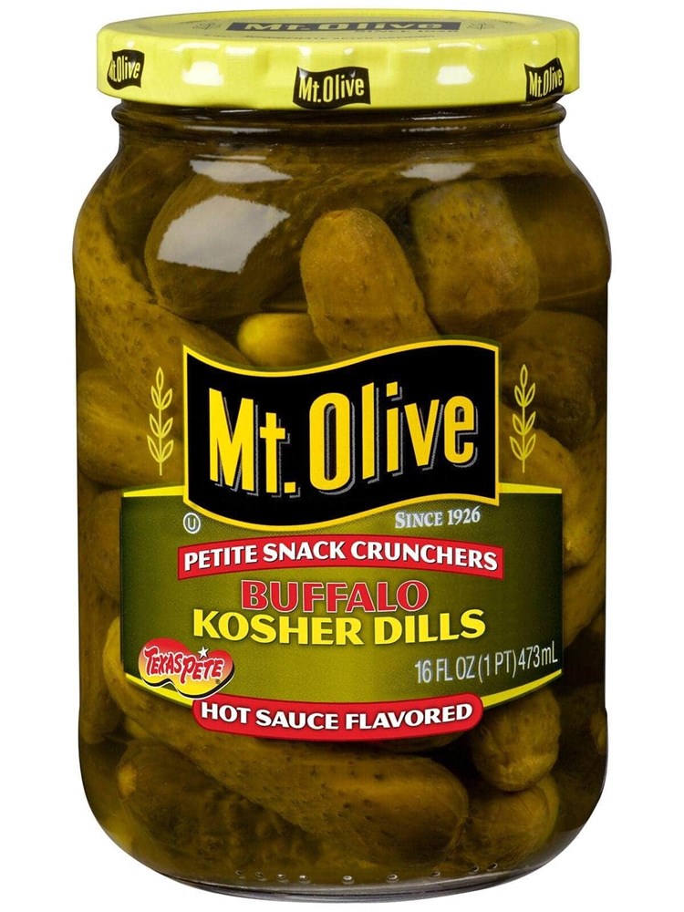 Mt. Olive Petite Snack Crunchers, Buffalo Kosher Baby Dills with Texas Pete 16oz