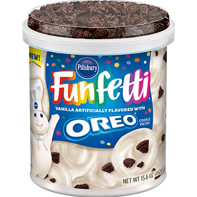 Pillsbury Funfetti Vanilla Frosting with Oreo Cookie Pieces 15.6oz (BEST BY: AUGUST 2024)