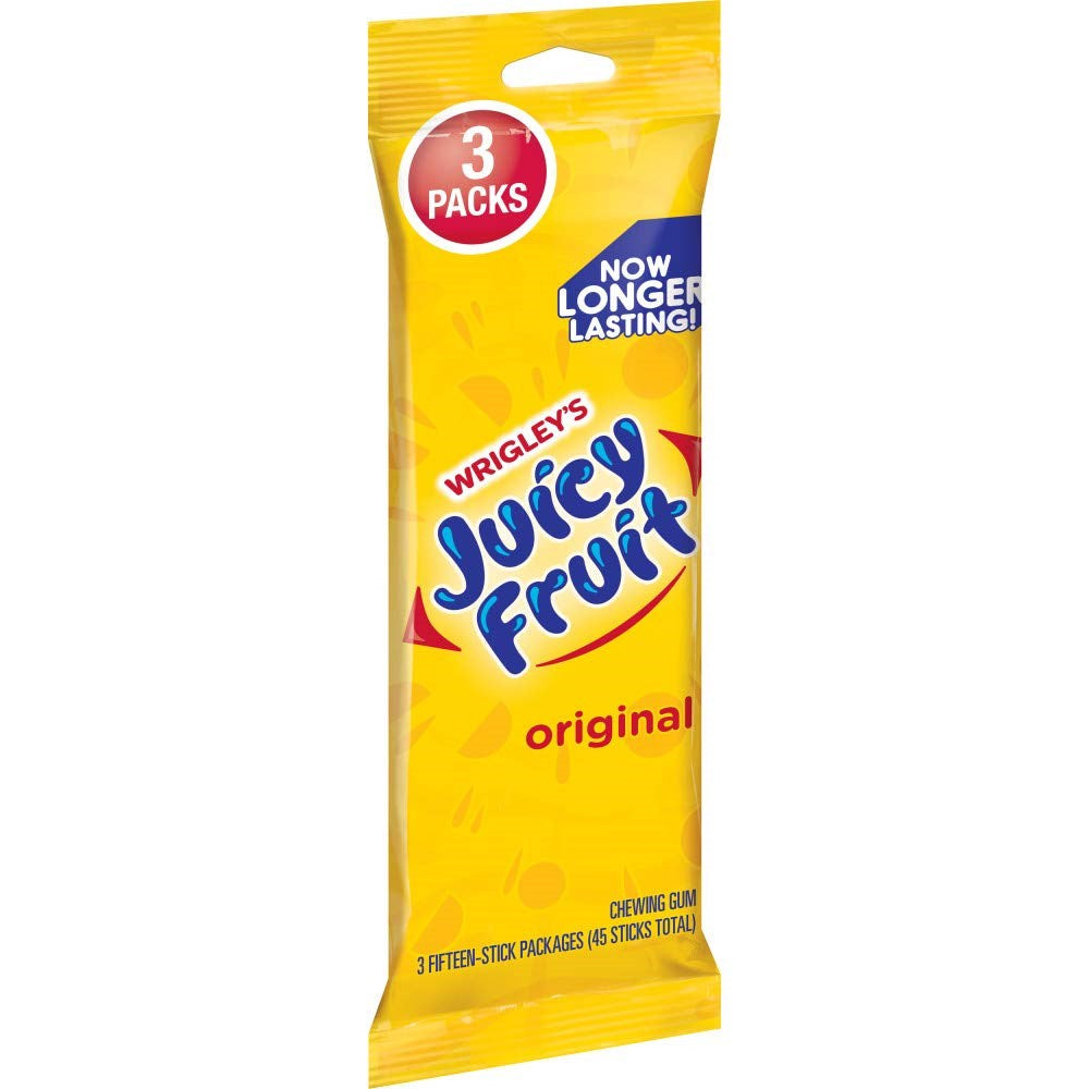 Wrigley's Juicy Fruit Chewing Gum 3 packs of 15ct