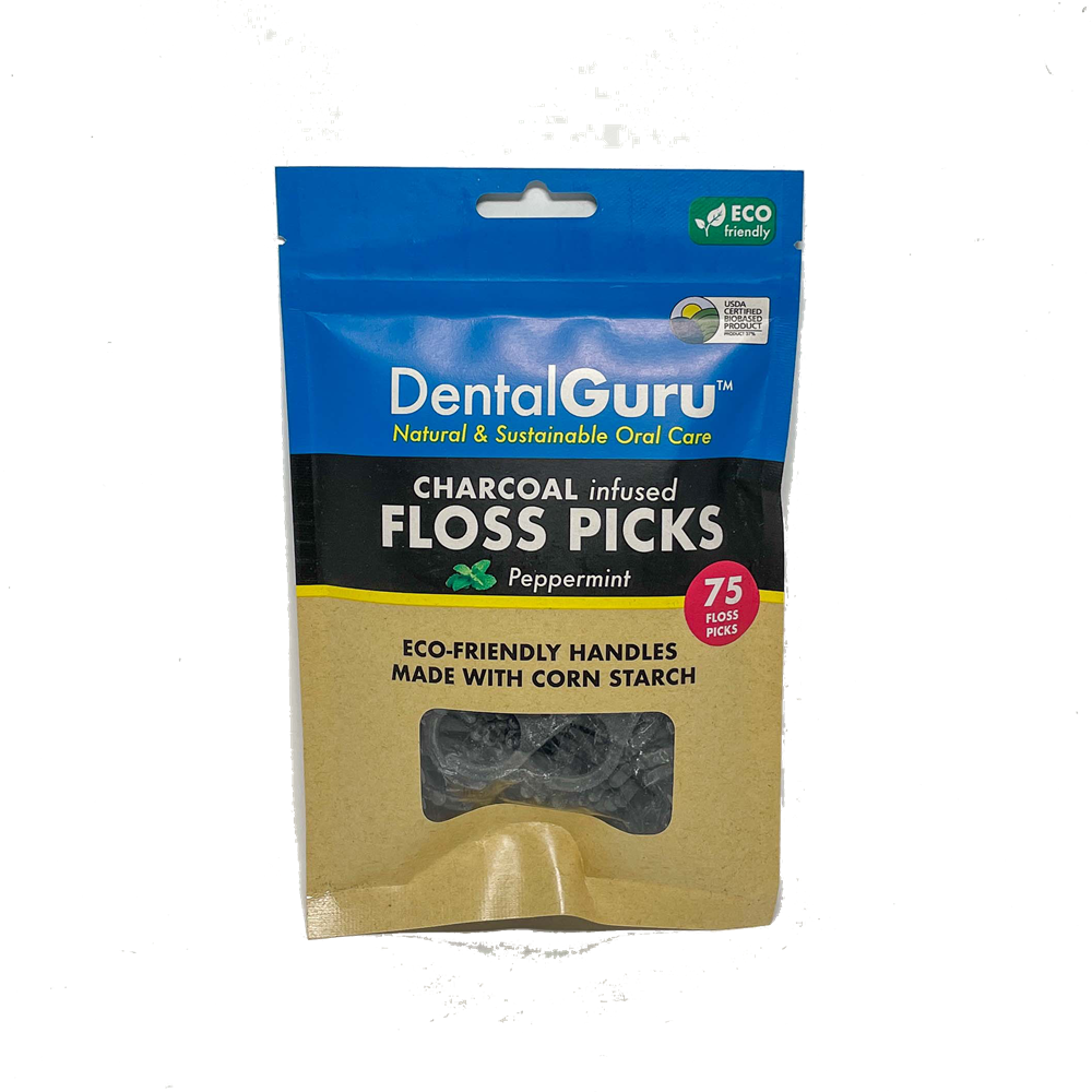 DentalGuru Charcoal Infused Floss Picks 75ct