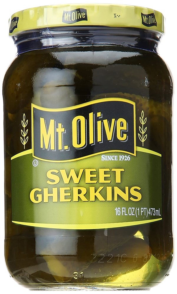 Mt. Olive Sweet Gherkins 16oz (BEST BY: AUGUST 2024)