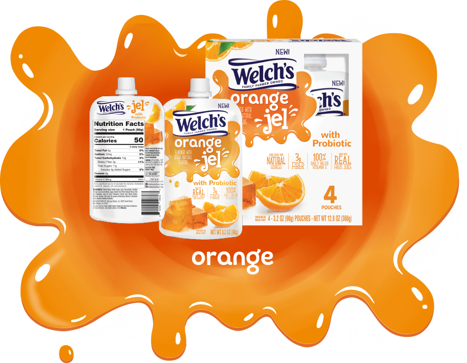 Welch's Orange Jel Pouch with Probiotic 4 Pack