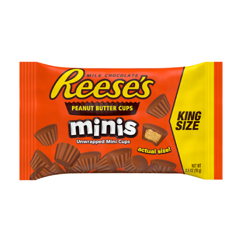 Reese's Reeses Milk Chocolate Minis Unwrapped Peanut Butter Cups King Size 2.5oz