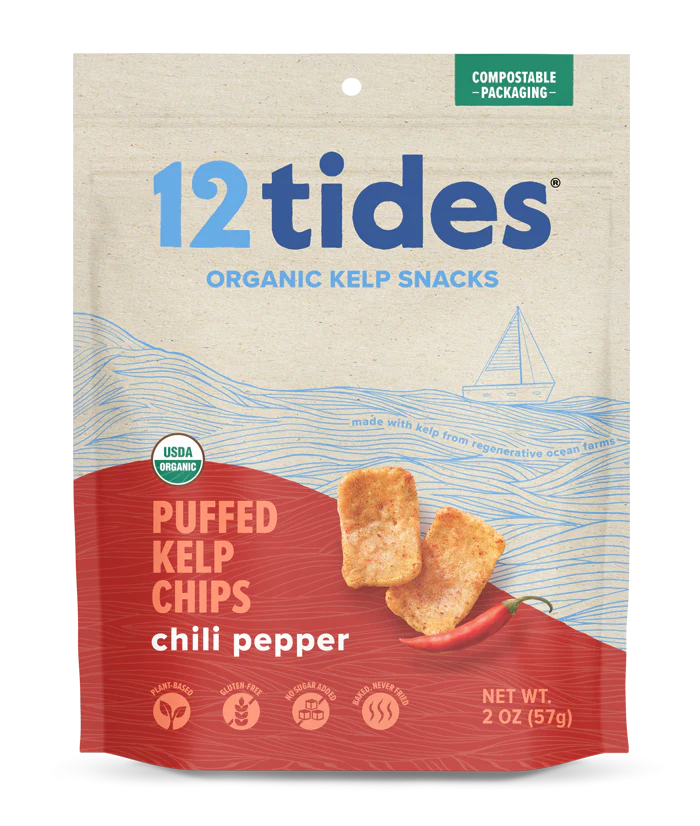 12 Tides Chili Pepper Puffed Kelp Chips 2oz