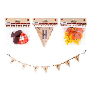 Harvest Banner Burlap Flag Acorn Leaf Assorted