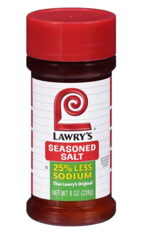 Lawry's 25% Less Sodium Seasoned Salt 8oz