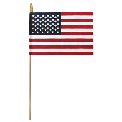 USA Flag 12" x 18" on Wooden Pole