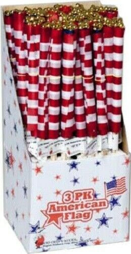 USA Flag 7" x 12" on Wooden Dowel / 3pk