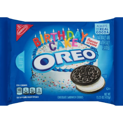 Oreo Birthday Cake Chocolate Sandwich Cookies Family Size 17oz