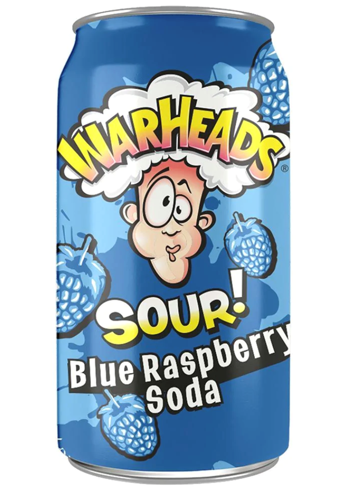 Warheads Sour Blue Raspberry Soda 12oz