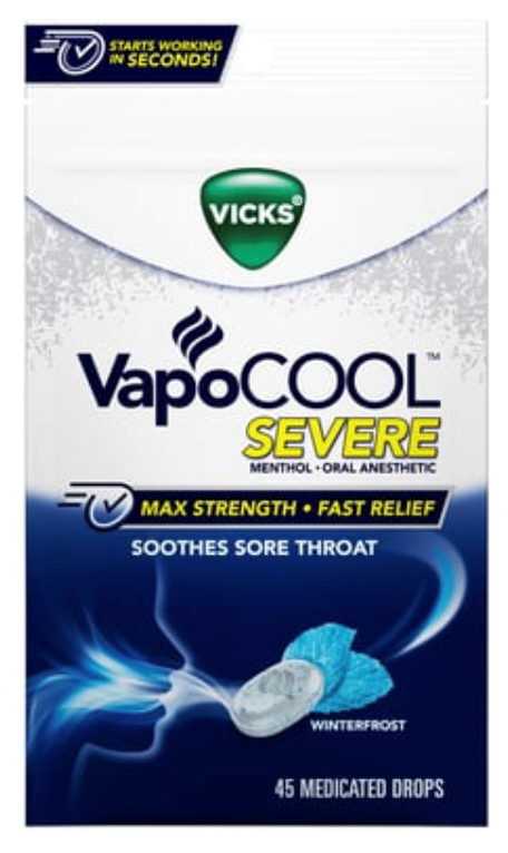 Vicks VapoCOOL Winterfrost SEVERE COUGH Drops 45ct