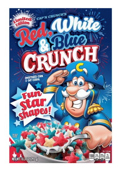 Cap'n Crunch Red White and Blue Cereal 10.3oz (BEST BY: NOV 2023)