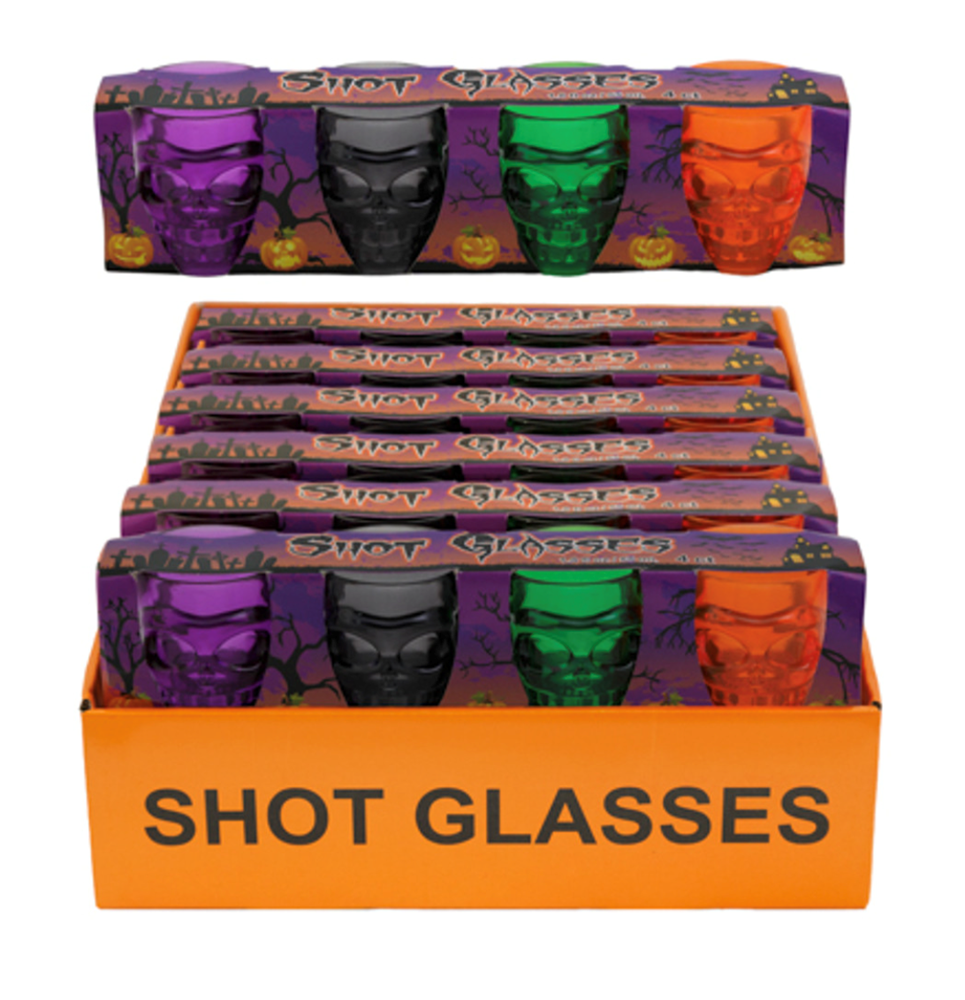 Spooky Skull Plastic Shot Glasses 4pk