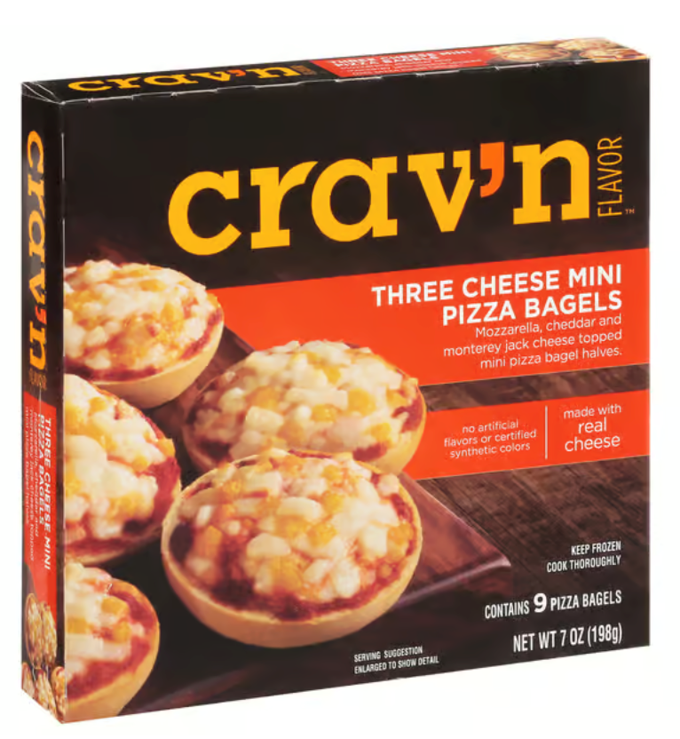 Crav'n Flavor Three Cheese Mini Pizza Bagels 7oz (Click & Collect Only)