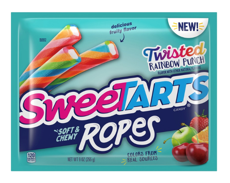 Sweetarts Twisted Rainbow Punch Ropes 9oz (BEST BY: MAR 2024)