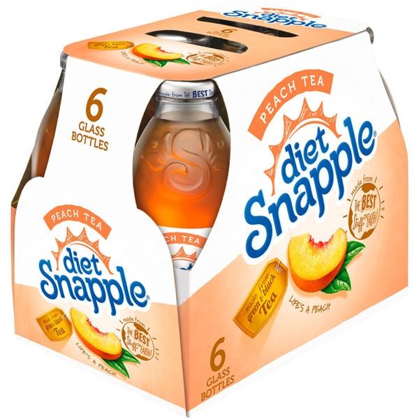 Snapple Diet Peach 6 Pack / 16oz Glass Bottles