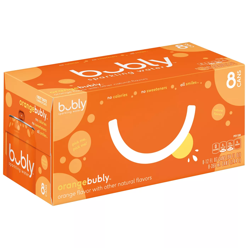 Bubly Orange Sparkling Water 8 Pack / 12oz cans