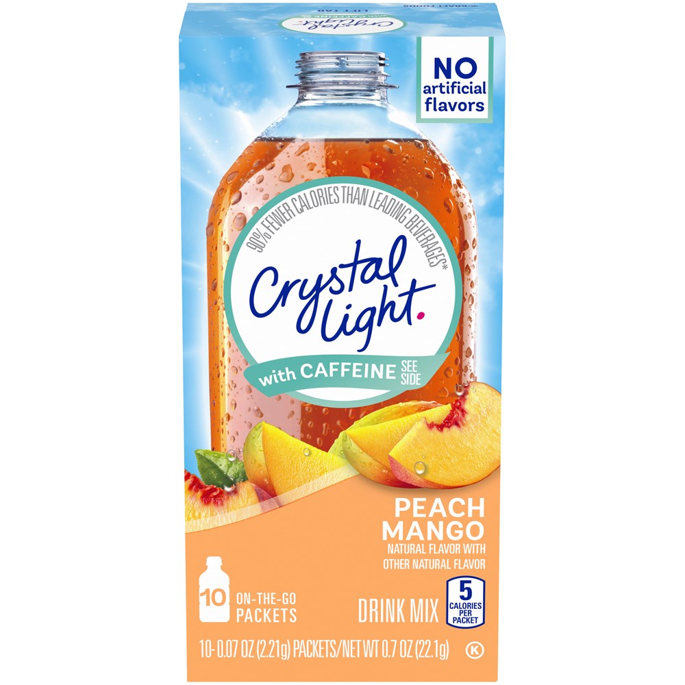 Crystal Light Peach Mango Green Tea with Caffeine On the Go 10ct