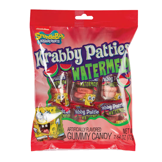 Spongebob Krabby Patties Box Watermelon Gummies 2.54oz (BEST BY: DEC 24)