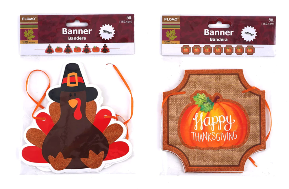 5ft Harvest Icons Banner With Glitter Assorted 1 Pack