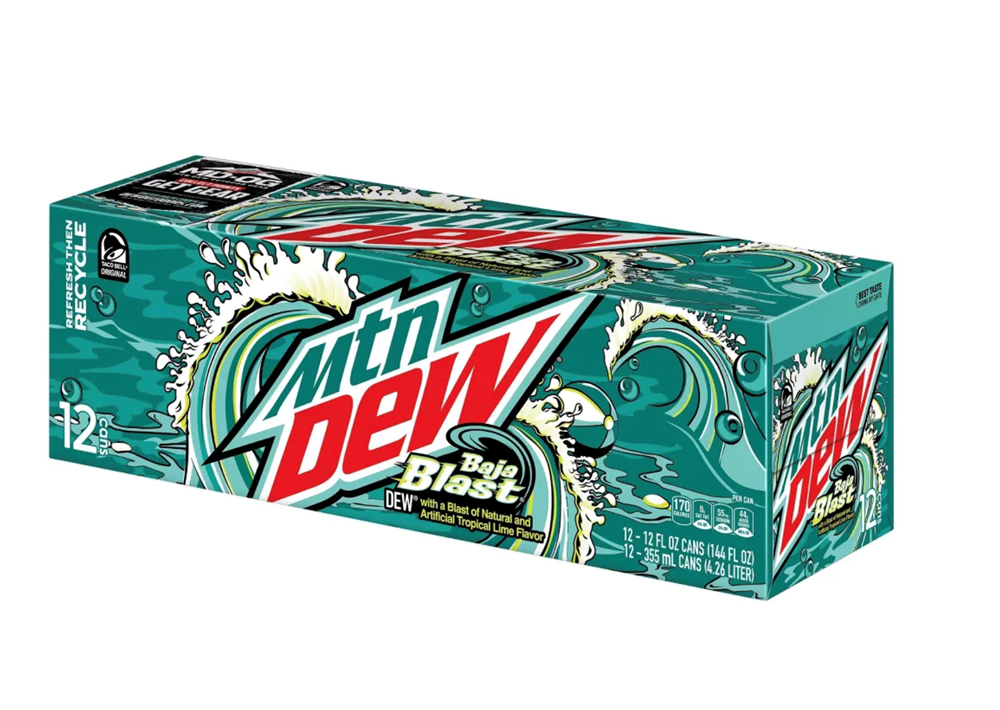 Mountain Dew Baja Blast 12 Pack / 12 oz cans (BEST BY: 24NOV2025)